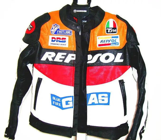 DUHAN Moto GP Motorcycle REPSOL Racing Leather Jacket VS02 Orange Blue M L XL XXL 3XL Good Pu Leahter Made High Quality Top Serv