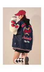 American Retro Letter Flocking Embroidered Baseball Uniform Female Y2K Punk Street Motorcycle Harajuku Wind Student Loose Coats