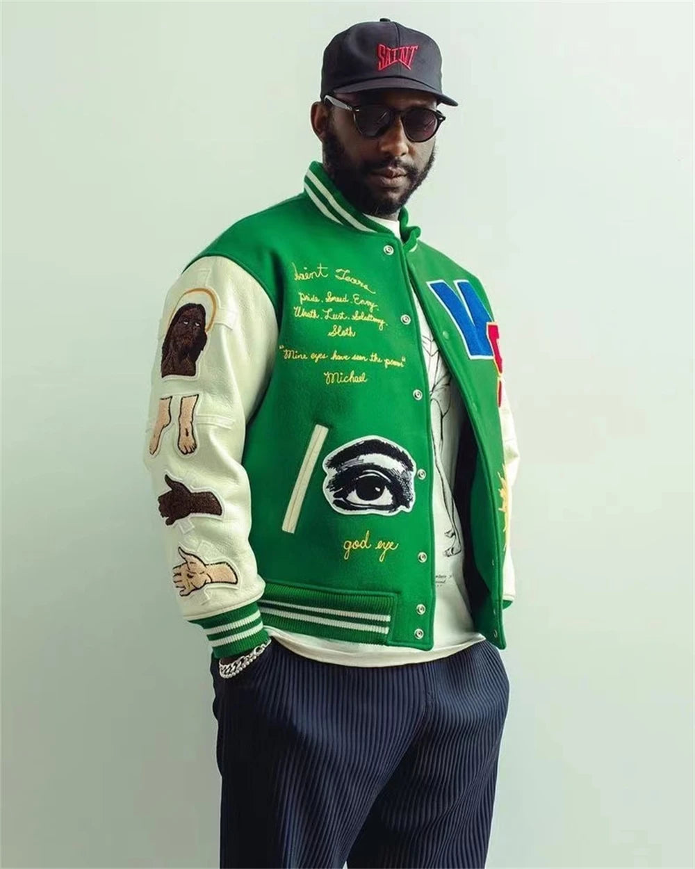 Fall/Winter Saint Michael Fashion Casual Loose Patch Embroidered Flying Baseball Jacket Oversized Jacket for Men and Women