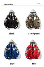 Winter Varsity Jacket Men Women Letter Badge American Baseball Jacket Street Fashion Hip Hop Coat Youth Couple Clothes Blue Red