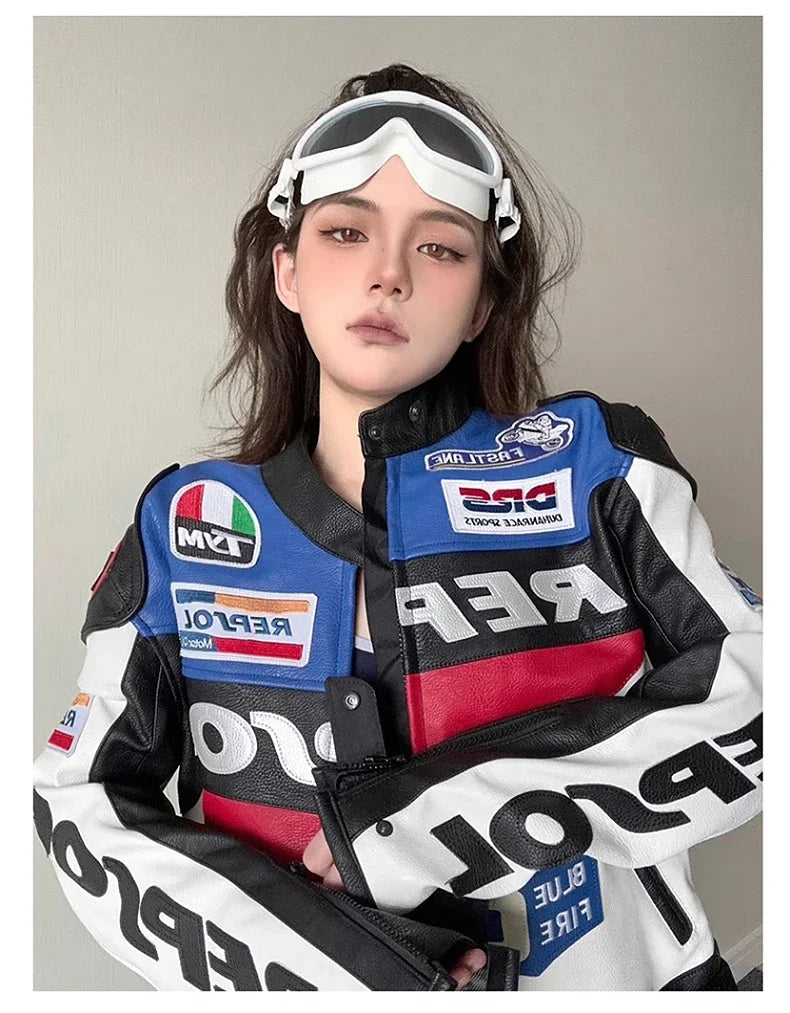 DUHAN Men's Motocross Motorcycle Jacket Moto Racing Jacket REPSOL PU Leather Motorbike Jackets Clothing Clothes Coat Windproof