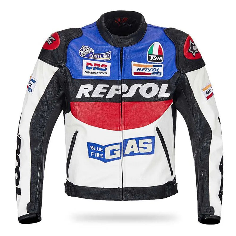 DUHAN Moto GP Motorcycle REPSOL Racing Leather Jacket VS02 Orange Blue M L XL XXL 3XL Good Pu Leahter Made High Quality Top Serv