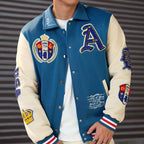 DIYIE Men's Patchwork Baseball Jacket, Long Sleeve Bomber Coat, , Men's Varsity Jacket, Baseball Jackets Men Women Custom Jacket