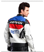 DUHAN Men's Motocross Motorcycle Jacket Moto Racing Jacket REPSOL PU Leather Motorbike Jackets Clothing Clothes Coat Windproof
