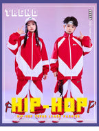 Kid Hip Hop Clothing Red White Color Block Windbreaker Jacket Casual Jogger Pants for Girl Boy Jazz Dance Wear Costumes Clothes