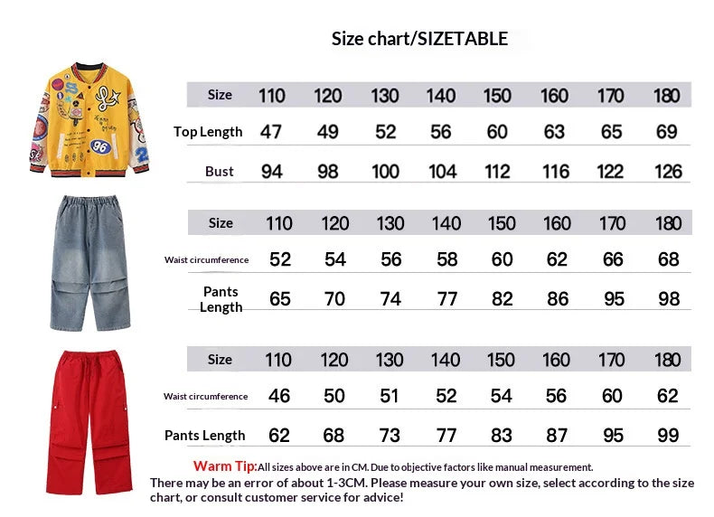 Kid Hip Hop Clothing Yellow Print Baseball Jacket Casual Ruched Red Pants Denim Jeans for Girl Boy Jazz Dance Costumes Clothes