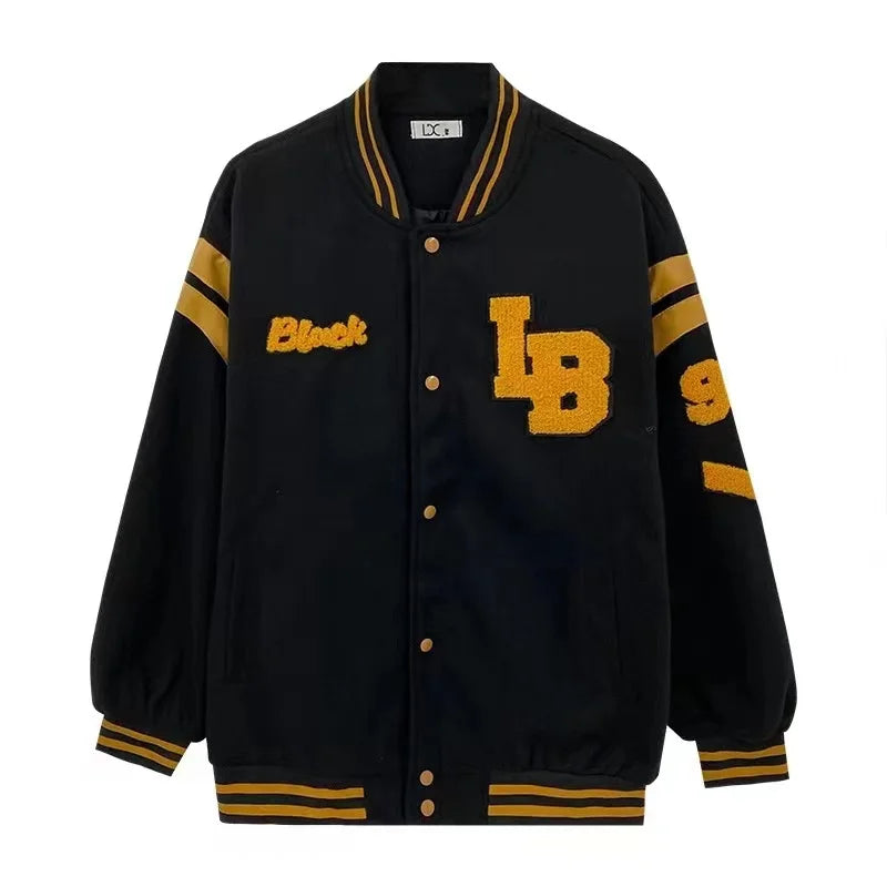 American Retro Letter Flocking Embroidered Baseball Uniform Female Y2K Punk Street Motorcycle Harajuku Wind Student Loose Coats