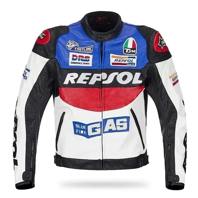 DUHAN Men's Motocross Motorcycle Jacket Moto Racing Jacket REPSOL PU Leather Motorbike Jackets Clothing Clothes Coat Windproof