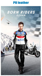 DUHAN Men's Motocross Motorcycle Jacket Moto Racing Jacket REPSOL PU Leather Motorbike Jackets Clothing Clothes Coat Windproof