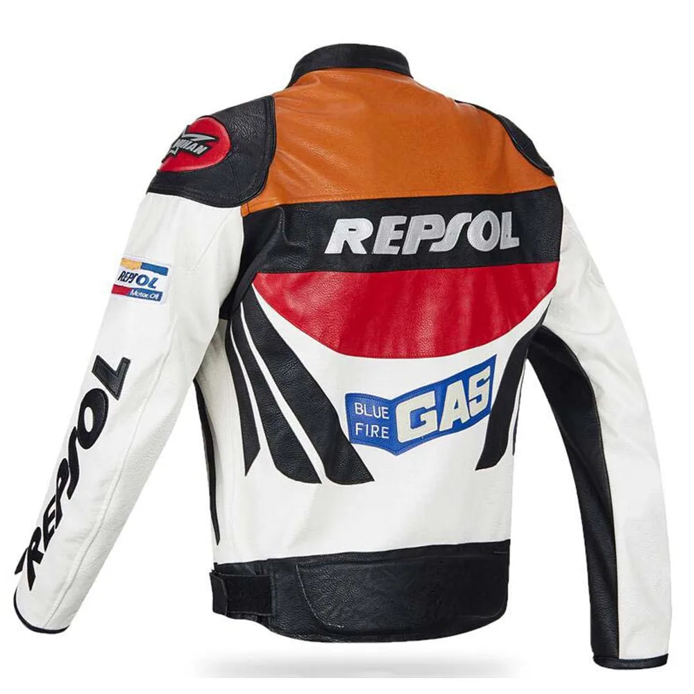 DUHAN Moto GP Motorcycle REPSOL Racing Leather Jacket VS02 Orange Blue M L XL XXL 3XL Good Pu Leahter Made High Quality Top Serv