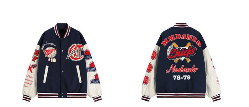 American Retro Letter Flocking Embroidered Baseball Uniform Female Y2K Punk Street Motorcycle Harajuku Wind Student Loose Coats
