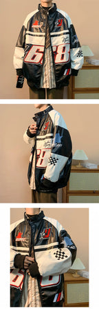 Autumn Men's Biker Jacket High Street Fashion Motorcycle Leather Jacket Male Anti-wind New Embroiderey Zipper Jacket Outwear Top
