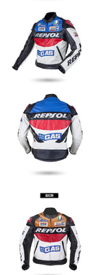 DUHAN Men's Motocross Motorcycle Jacket Moto Racing Jacket REPSOL PU Leather Motorbike Jackets Clothing Clothes Coat Windproof