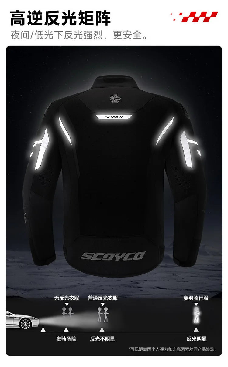 Men Spring Summer Breathable Mesh SCOYCO Motorcycle Riding Jacket Cycling Equipment Motorcyclist Clothing 600D Oxford CE Protect