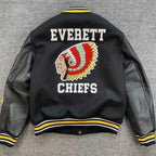 Embroidery Varsity Jacket Men PU Leather Sleeves Oversized Bomber Jackets Women Baseball Coats Streetwear Men Clothing
