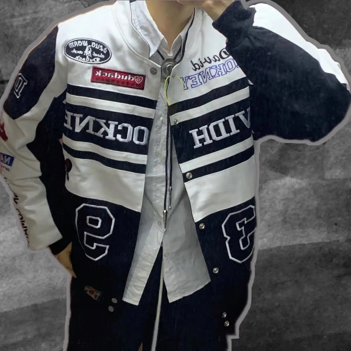 Heavy Industry Embroidery Coat New In Outdoor Stand Collar Racer Motorcycle Luxury Clothing Men Women Racing Biker Jacket