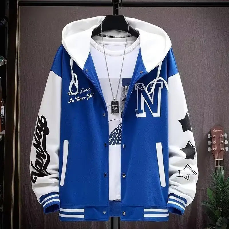 Autumn and winter men's sweatshirt, fashion, Harajuku streetwear, casual men's clothing, long-sleeve patterned hoodie