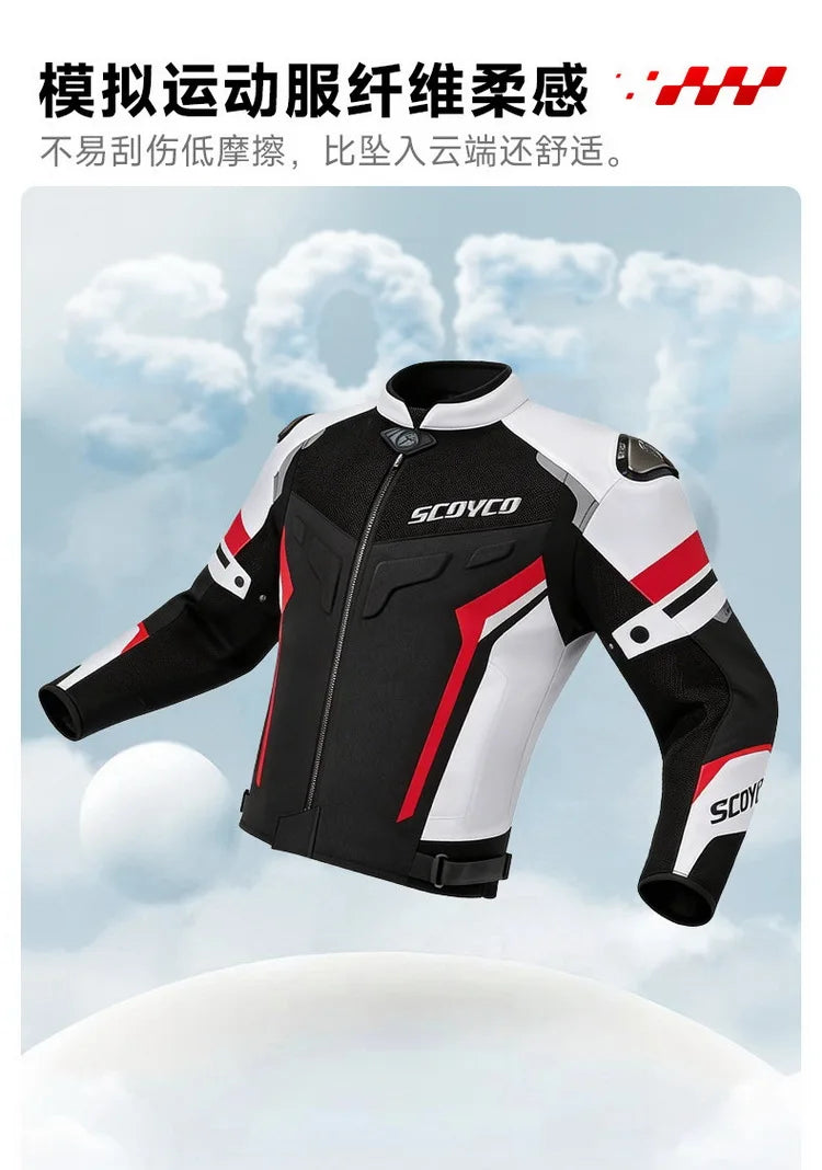 Men Spring Summer Breathable Mesh SCOYCO Motorcycle Riding Jacket Cycling Equipment Motorcyclist Clothing 600D Oxford CE Protect