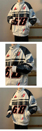 Autumn Men's Biker Jacket High Street Fashion Motorcycle Leather Jacket Male Anti-wind New Embroiderey Zipper Jacket Outwear Top