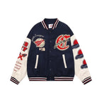American Retro Letter Flocking Embroidered Baseball Uniform Female Y2K Punk Street Motorcycle Harajuku Wind Student Loose Coats