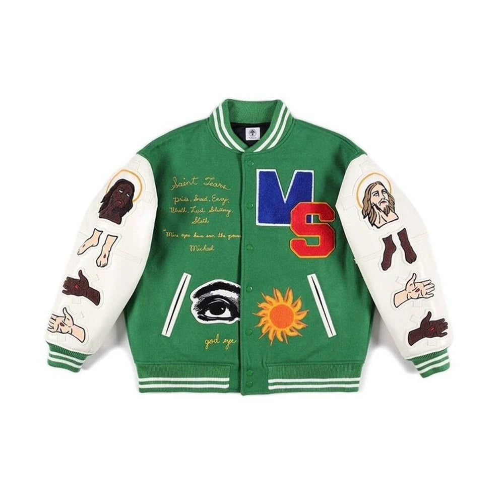 Fall/Winter Saint Michael Fashion Casual Loose Patch Embroidered Flying Baseball Jacket Oversized Jacket for Men and Women