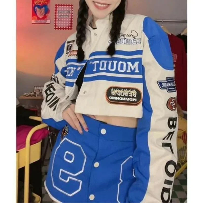 American Vintage Women Varsity Bomber Jacket Autumn Versatile Casual Blazers Harajuku Oversized Fashion Cardigans Varsity Coat