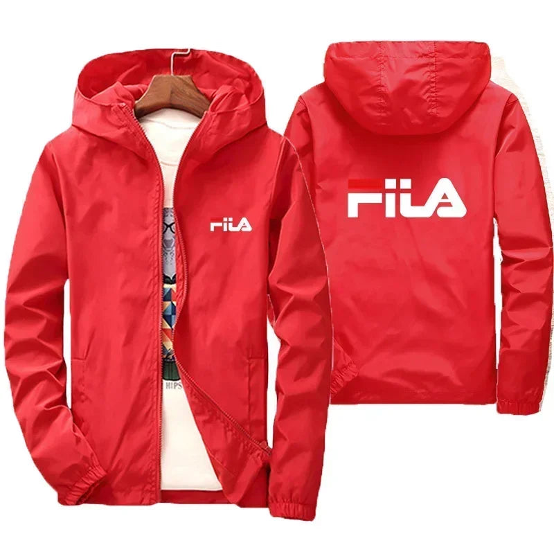 2026 Spring New Men's Plus Size Fashion Print Hooded Zip-Up Jacket Outdoor Sports Windproof and Waterproof Leisure Coat