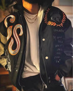 Embroidery Varsity Jacket Men PU Leather Sleeves Oversized Bomber Jackets Women Baseball Coats Streetwear Men Clothing