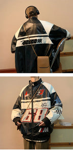 Autumn Men's Biker Jacket High Street Fashion Motorcycle Leather Jacket Male Anti-wind New Embroiderey Zipper Jacket Outwear Top