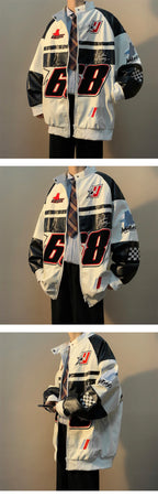 Autumn Men's Biker Jacket High Street Fashion Motorcycle Leather Jacket Male Anti-wind New Embroiderey Zipper Jacket Outwear Top