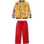 Kid Hip Hop Clothing Yellow Print Baseball Jacket Casual Ruched Red Pants Denim Jeans for Girl Boy Jazz Dance Costumes Clothes