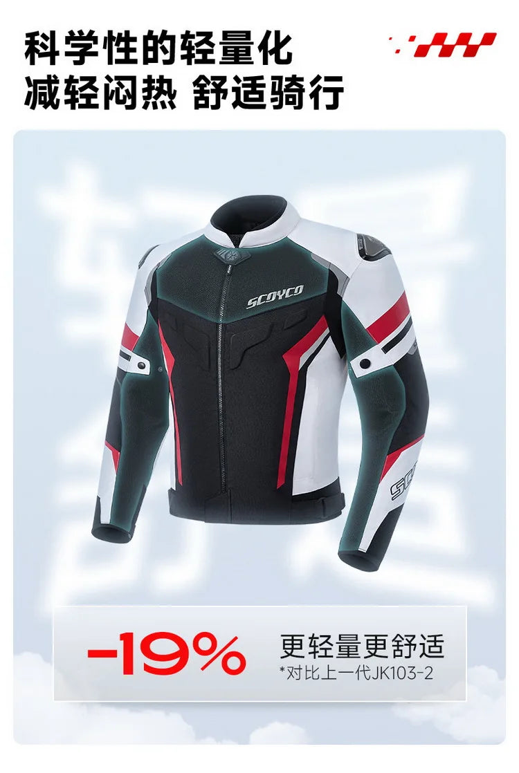 Men Spring Summer Breathable Mesh SCOYCO Motorcycle Riding Jacket Cycling Equipment Motorcyclist Clothing 600D Oxford CE Protect