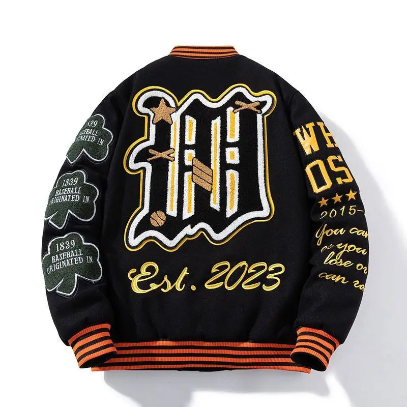 Embroidered Baseball Uniform for Men Spring Autumn Bomber Jackets Vintage Varsity Jackets Women Outerwears Fashion Men Clothing