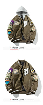 Winter Varsity Jacket Men Women Letter Badge American Baseball Jacket Street Fashion Hip Hop Coat Youth Couple Clothes Blue Red