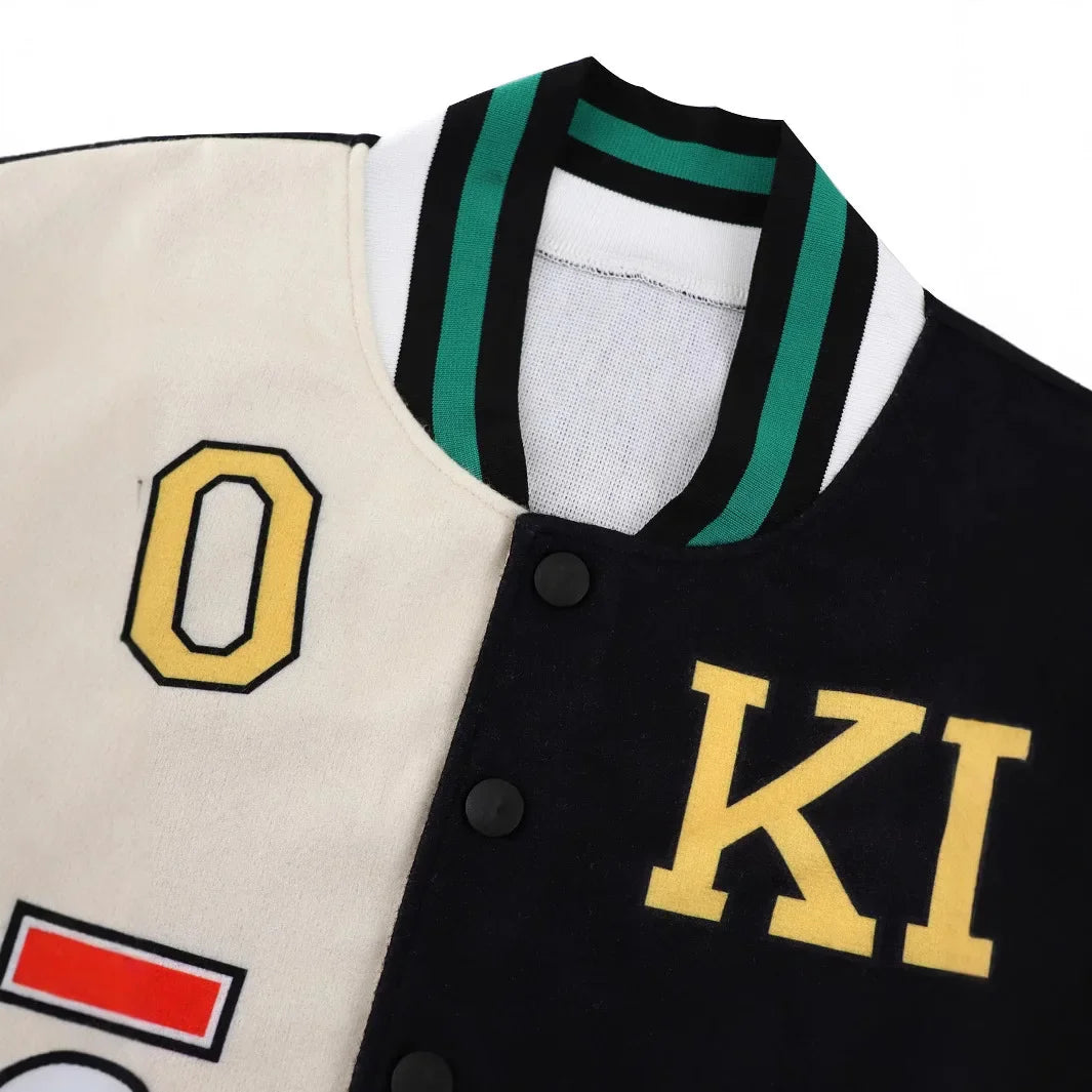 Retro Sport Letter Print Flight Jacket Women Short Casual Fashion Street Style Coat round Neck Full Sleeve Loose Fit Jacket