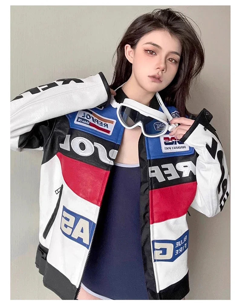 DUHAN Men's Motocross Motorcycle Jacket Moto Racing Jacket REPSOL PU Leather Motorbike Jackets Clothing Clothes Coat Windproof