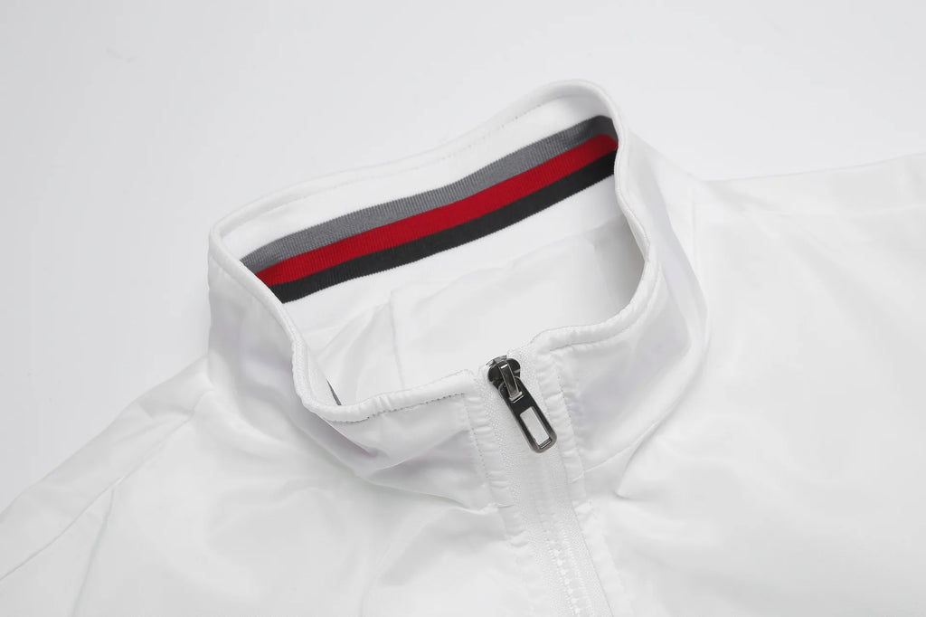 Men's Fashion Jeep Style Bomber Jacket Casual Striped Trim Zipper Up Windbreaker Streetwear Hip Hop Loose Fit Coat for Male