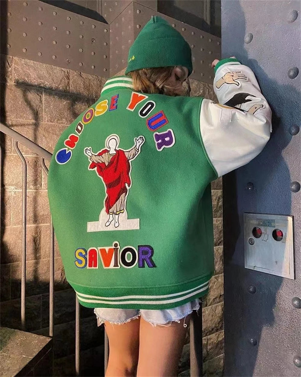 Fall/Winter Saint Michael Fashion Casual Loose Patch Embroidered Flying Baseball Jacket Oversized Jacket for Men and Women