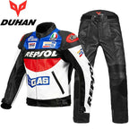 DUHAN Men's Motocross Motorcycle Jacket Moto Racing Jacket REPSOL PU Leather Motorbike Jackets Clothing Clothes Coat Windproof