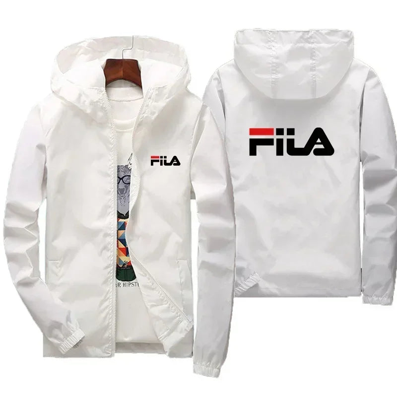 2026 Spring New Men's Plus Size Fashion Print Hooded Zip-Up Jacket Outdoor Sports Windproof and Waterproof Leisure Coat