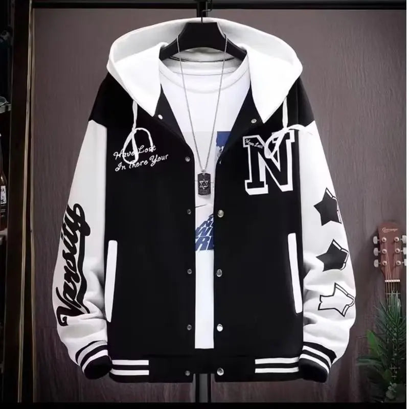 Autumn and winter men's sweatshirt, fashion, Harajuku streetwear, casual men's clothing, long-sleeve patterned hoodie