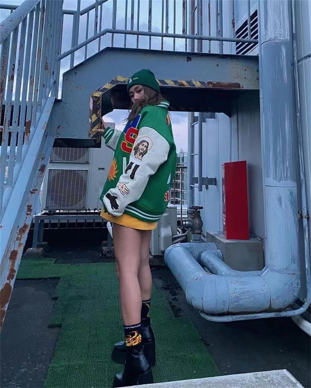 Fall/Winter Saint Michael Fashion Casual Loose Patch Embroidered Flying Baseball Jacket Oversized Jacket for Men and Women