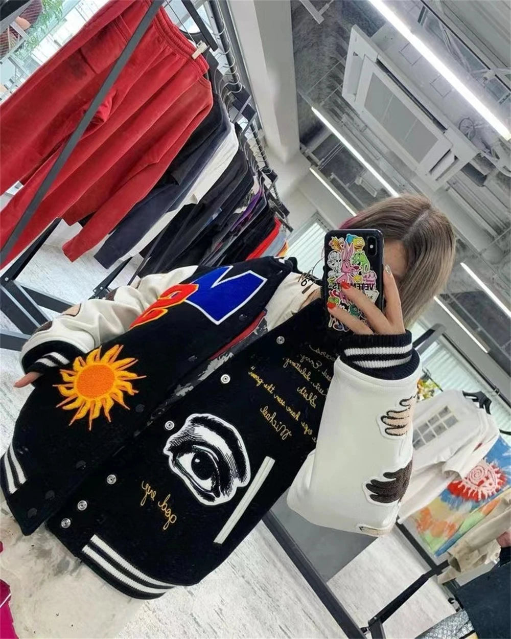 Fall/Winter Saint Michael Fashion Casual Loose Patch Embroidered Flying Baseball Jacket Oversized Jacket for Men and Women