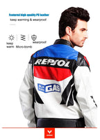 DUHAN Men's Motocross Motorcycle Jacket Moto Racing Jacket REPSOL PU Leather Motorbike Jackets Clothing Clothes Coat Windproof