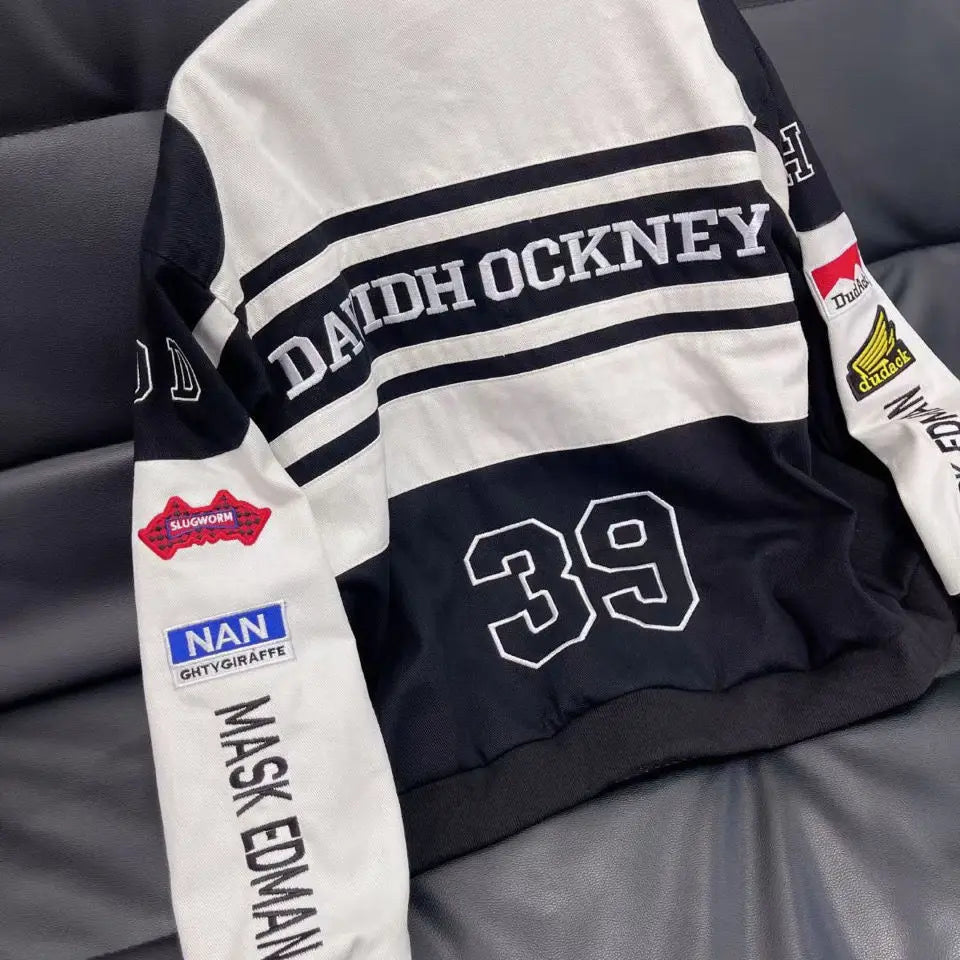 Heavy Industry Embroidery Coat New In Outdoor Stand Collar Racer Motorcycle Luxury Clothing Men Women Racing Biker Jacket