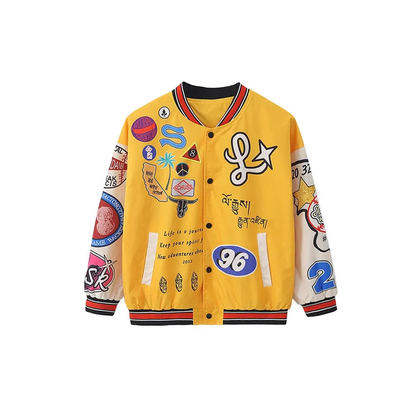 Kid Hip Hop Clothing Yellow Print Baseball Jacket Casual Ruched Red Pants Denim Jeans for Girl Boy Jazz Dance Costumes Clothes