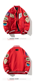 Winter Varsity Jacket Men Women Letter Badge American Baseball Jacket Street Fashion Hip Hop Coat Youth Couple Clothes Blue Red