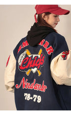 American Retro Letter Flocking Embroidered Baseball Uniform Female Y2K Punk Street Motorcycle Harajuku Wind Student Loose Coats