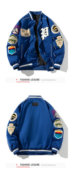 Winter Varsity Jacket Men Women Letter Badge American Baseball Jacket Street Fashion Hip Hop Coat Youth Couple Clothes Blue Red