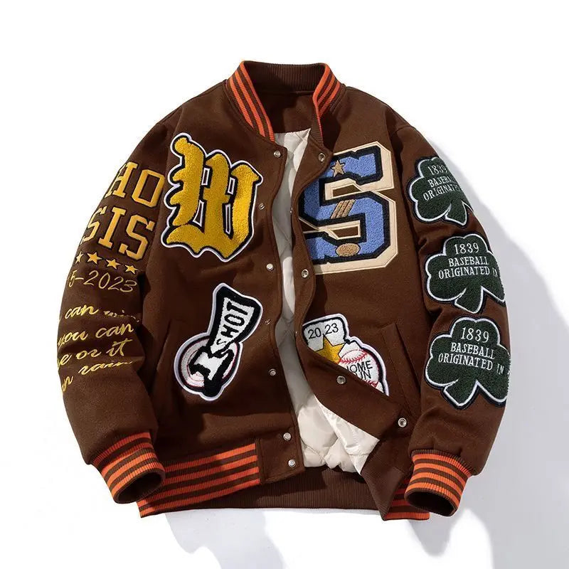 Embroidered Baseball Uniform for Men Spring Autumn Bomber Jackets Vintage Varsity Jackets Women Outerwears Fashion Men Clothing